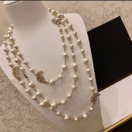 Colliers pendentifs de chaîne de pull pour femmes Styles Chanells Bijoux de bijoux Luxury C logo automne et chauffage d'hiver CCLIES PEARL Long-Chain 15