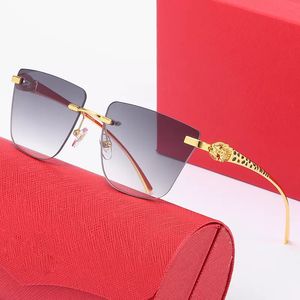 Dernières montures de lunettes de soleil Golden Leopard décoratif double faisceau lunettes cadre imitation bois parasol protection UV conduite carré dégradé gris lunettes de soleil