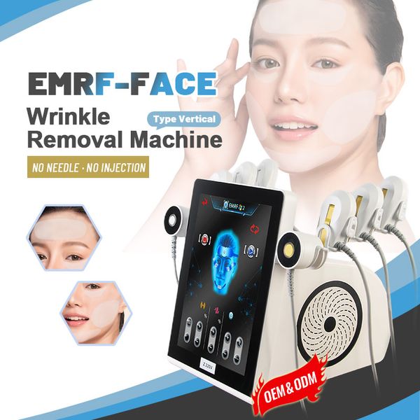 Últimas tendencias Dispositivo de masajeador facial de PE Salida de energía térmica por RF Estimulador muscular facial Emslim magnético pulsado fuerte Estiramiento facial Vline Máquina de eliminación de arrugas