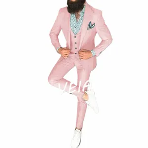 Nieuwste Turquoise Bruiloft Mannen Pak Set Slim Fit Prom Bruidegom Dr Tuxedo Oranje Blazer Beste Man Jas Vest Broek 3 stuks r4pz #