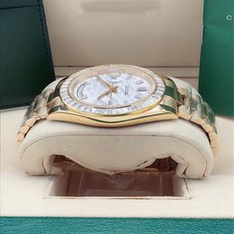 Nieuwste versie 41mm luxe pave volledige diamant automatisch met saffierglas fashion heren horloges polsWatch2553