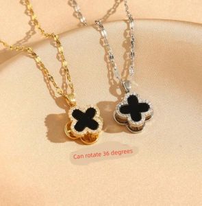 Nieuwste versie Designer Four Leaf Clover kan 36 graden ketting 18K GOUD GOLD GOLD FASHILLACE GIRLCE GIRL WEDRING FESTIVAL ACCESSOIRES Geschenk