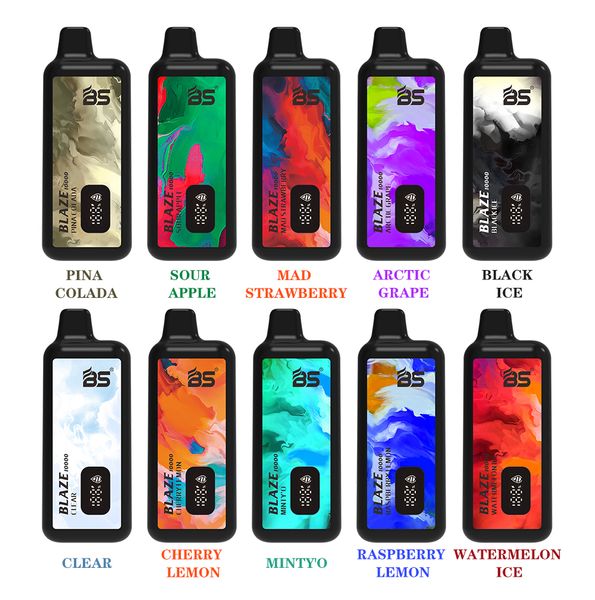 Dernière version Cigarettes électroniques BREZE stiik BS BLAZE 10000 LED Affichage numérique de la batterie/E-liquide jusqu'à 1000 bouffées Type-C 18 ml