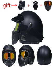 Nieuwste VOSS Retro Motorhelm capacetesPU Leer Open Gezicht 34 Chopper Fietshelm DOT jet3870958