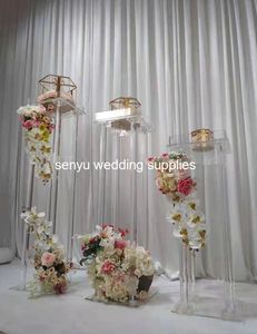 Nieuwste Bruiloft Decoratie Clear Acrylic Crystal Candelabra Candle Holder Candlestick Tafel Centrum Senyu0167