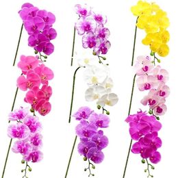 Latex 9 Têtes Orchidée Papillon Artificielle 25 Couleurs Grande Taille Faux Phalaenopsis Silicium PU Real Touch Mariage Décor À La Maison 220815