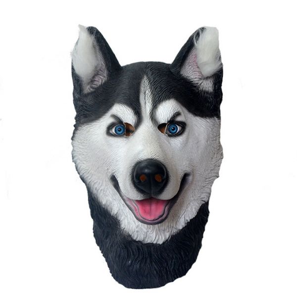 Masque de tête de chien Animal en Latex masque de chien Husky sibérien Halloween déguisement accessoires de déguisement de fête