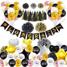 Latex ballonnen pompoms banner kit confetti ballonballen ingesteld voor afstudeerseizoen verjaardagsfeestje decoraties klaslokaal scene decor