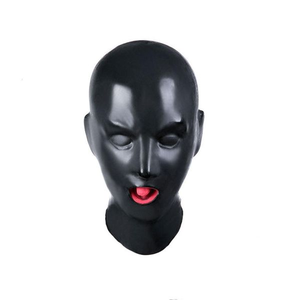 Masque de sexe à capuche en latex, jouets fétichistes, bondage Bdsm avec bouche ouverte, jouet sexuel pour adulte, masque Y190603026617455