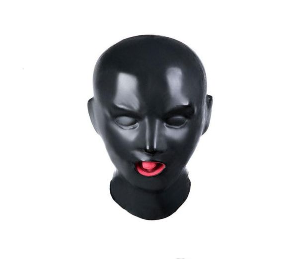 Masque de sexe à capuche en latex, jouets fétiches, bondage Bdsm avec bouche ouverte, jouet sexuel pour adulte, masque Y190603025711362