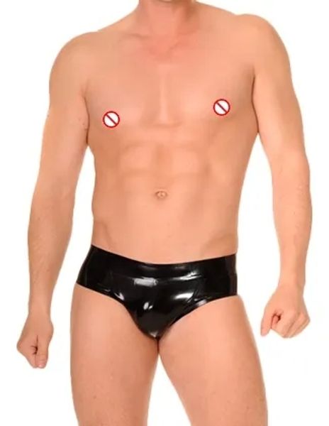 Latex Fetish Sous -wear Underwear Sexy Men Briefes Noir Natural Latex humide Look short pas de fermeture éclair S-XXL