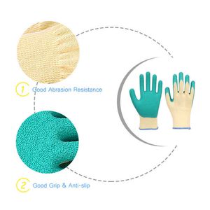 Gants en latex coton polyester froissé antidérapant pour le travail résistant à l'abrasion respirant sécurité de construction