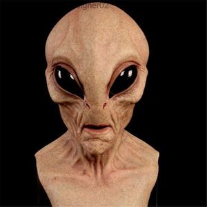 Latex Halloween Alien Mask vreselijk grote ogen ufo volledig gezicht enge horror Alien Hoofd volwassen maskers Monster Party Cosplay Props Q230824