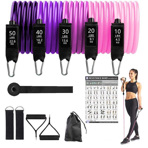 Bandes de résistance en latex Fitness Sport Bandes élastiques en caoutchouc Entraînement de force musculaire Gym à domicile Tubes de yoga Corde de traction Extenseur en caoutchouc H1026