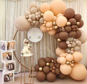 Latex rétro café peau bricolage ballons guirlande arc métal or Globos anniversaire mariage bébé douche anniversaire fête décorations 2012099824