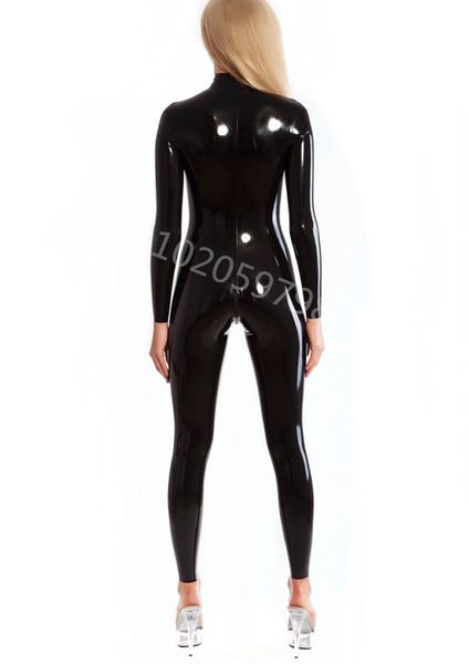 Collants de latex Zentai Fetish Rubber Catsuit Couch Entrée Bodys Catlets Catsuites Caoutchouc Zentai Costume avec fermeture éclair entrejambe