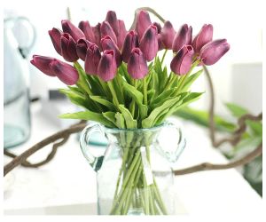 Tulipes en latex bouquet de fleurs artificielles en PU fleurs au toucher réel pour la décoration de la maison décoration de mariage 11 couleurs valide 2024303