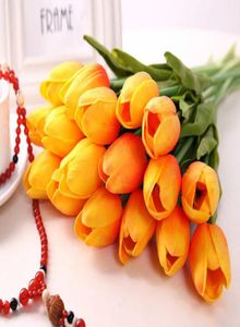 Latex Tulips artificiel PU Flower Bouquet Real Touch For Home Decoration Wedding Decorative 11 Couleurs Option7099023
