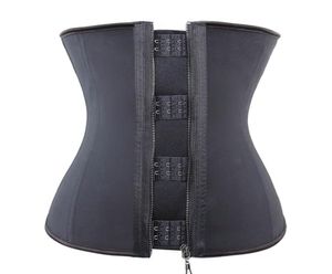 Latex taille trainer body shaper vrouwen korsetten met ritssluiting cincher corset top afslankriem zwart plus maat 90784009956