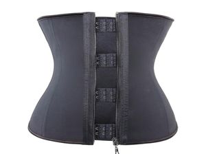 Latex taille trainer body shaper dames korsetten met ritssluiting cincher corset top afslankriem zwart plus maat 90781676430