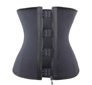 Latex taille trainer body shaper dames korsetten met ritssluiting cincher corset top afslankriem zwart plus maat 90789485643