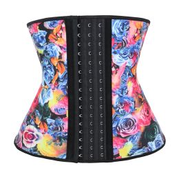 Latex Taille Formateur Corset Cincher Abdomen Ventre Shapewear Rose Impression Fitness Sauna Sueur Ceintures Minceur Corps Shapers 9 Os En Acier