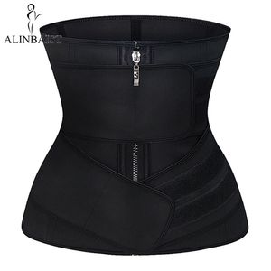Latex Taille Taille Taille Cincher Shaper 9 Staal Boned Rits Haken Firm Body Shapewear Maag Afslankband Dubbelbanden 210402