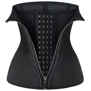 Latex taille formateur fermeture éclair Cincher liants minceur ventre ceintures ventre tondeuse Shapers femmes contrôle gaines ceinture sangles noir