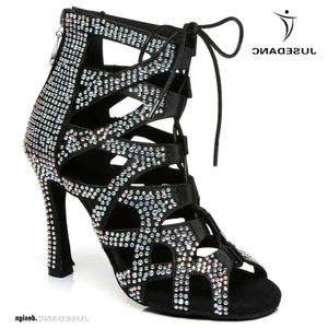 Latin Ballroom Heel voor Cubaanse 706 schoenen Dames Dancing Boots Rhinestones Sandals Jass Dance 230411 SS 140 D DF0D F0
