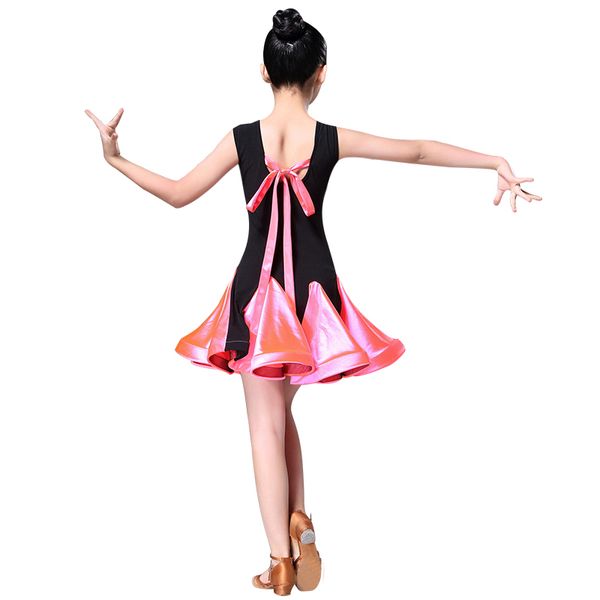 Robe de danse latine pour filles, concours de salle de bal, robe de salsa latine, rumba samba, spandex, costume de jupe de tango pour enfants