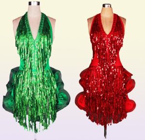 Latin dansjurk groen professioneel kostuum voor vrouwen franje samba kostuum kleurrijke dames ballroom wedstrijdjurken kwastjes 81727470