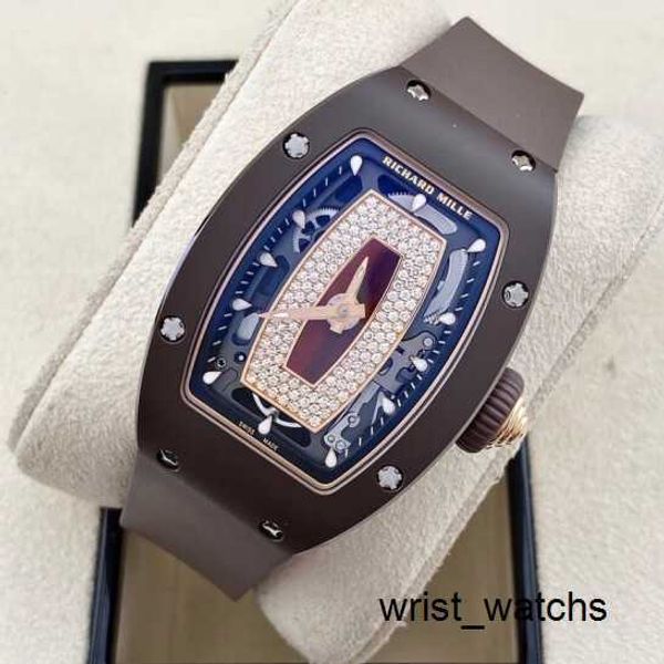 Latsest Collection Montre-bracelet RM Timepiece Montre-bracelet pour homme Richardmilli Femme Rm007 Red Lip Automatique Mécanique Céramique/Or rose 18 carats Montre pour femme