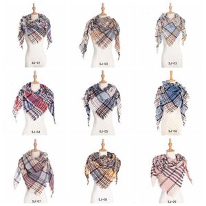 Lattice Triangle Neck Sjaal Plaid Sjaals Meisjes Controleren Tassel Wrap Grid Oversized Sjaal Fineded Pashmina Winter Neckerchief Dekens AzyQ6790