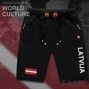 Lettonie Latvijamens shorts plage homme hommes shorts drapeau entraînement fermeture éclair poche sweat musculation coton nouveau letton LVA X0601