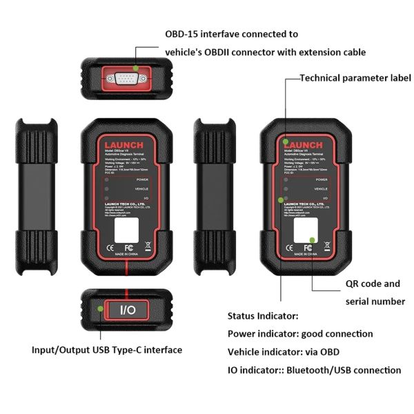 Lancez X431 DBSCAR VII DBSCAR7 Bluetooth Connecteur DBSCAR CODE SCANNER DOIP DOIP CAN FD Protocole pour XPRO5 XD DZ Tool