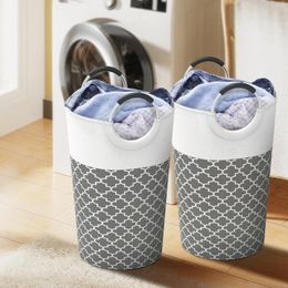 Sac à linge 2pcs Hamper pliable avec des poignées 80L Toile Standing Standroproof