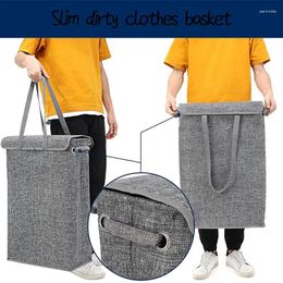 Sac à linge 40L de hauteur Hamper mince avec des poignées de doublure imperméable des vêtements sales étroits pour l'organisation de dortoir de chambre à coucher de salle de bain