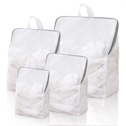 Sacs à linge 4 pièces Sac de lavage en maille fine avec poignées Réutilisable Portable Grande capacité Fermeture à glissière