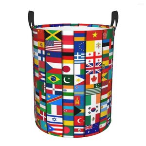 Waszakken 60 vlaggen van de landen Wereldmand Opvouwbaar Internationaal geschenk Speelgoedklerenmand Opbergbak voor kinderdagverblijf