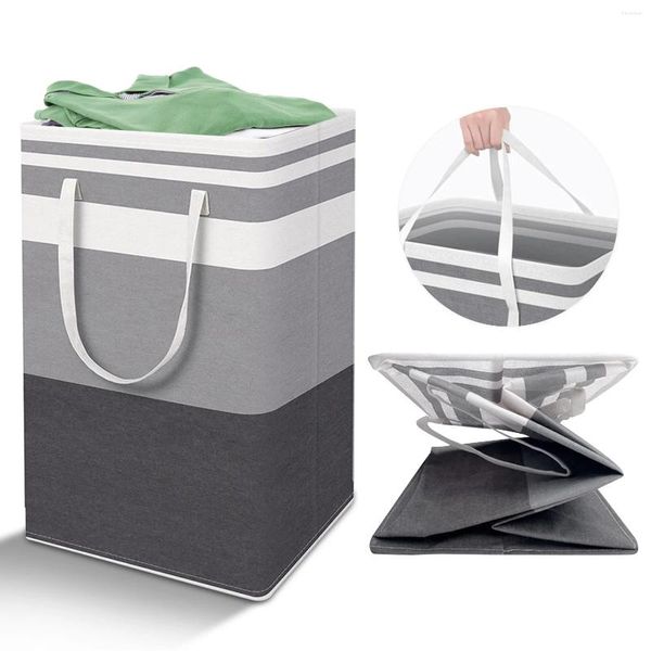 Bolsas de lavandería 75L plegable para almacenar ropa Baño PE Película Organizador Juguetes impermeables Fácil de llevar Cesto con asas Dormitorio