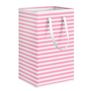 Sac à linge 75L Vêtements sales de grande capacité Panier de rangement portable à rayures à rayures Hamper Home Standing Postandant pour les jouets avec des poignées modernes