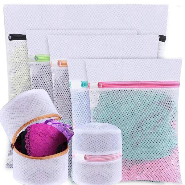 Bolsas de lavandería Bolsa de la cremallera de 7 piezas de 7 piezas Mesh fina de almacenamiento de alta calidad Ropa doméstica de limpieza Proteja el lavado para la máquina