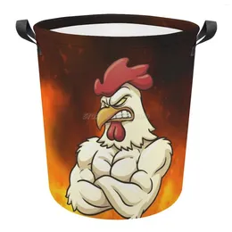 Sacs à linge Rooster en colère pliable grande capacité panier sales vêtements pour maison de rangement de rangement de rangement poulet fort