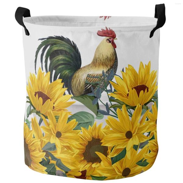 Bolsas de lavandería Bañera de giras de girasol animal Cesta sucia, impermeable, organizador de la casa, ropa para niños, almacenamiento de juguetes