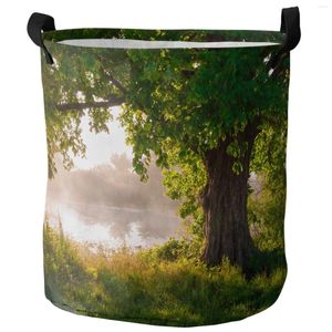 Sac à linge Arbor Tree Lake paysage sale panier pliable imperméable Organisateur de maison Vêtements enfants Stockage