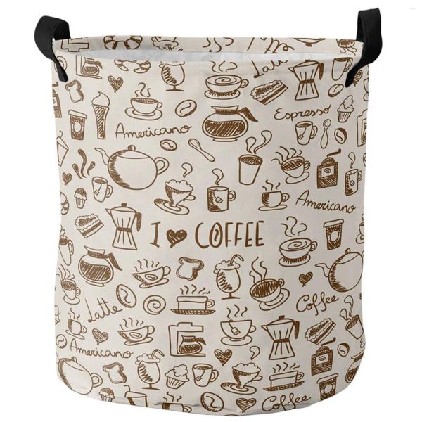 Bolsas de lavandería Arte Coffee Copa Donut Cesta sucia Ducio Plegado Plegado Round Water Organizador Ropa para niños Almacenamiento de juguetes