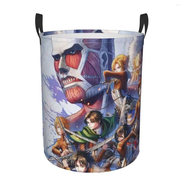 Sacs à linge Attaque sur Titan Anime japonais Dirty panier imperméable Organisateur de maison Vêtements pour enfants Stockage