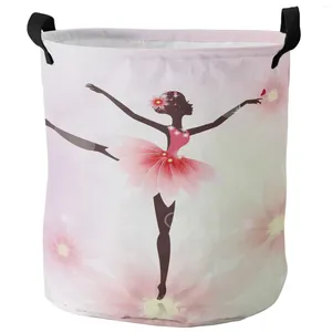 Sac à linge ballet filles fleurs art sale panier pliable imperméable organisateur organisateur des vêtements pour enfants rangement
