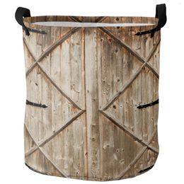 Sacs à linge Barn Ferme de porte en bois sale panier pliable rond étanché