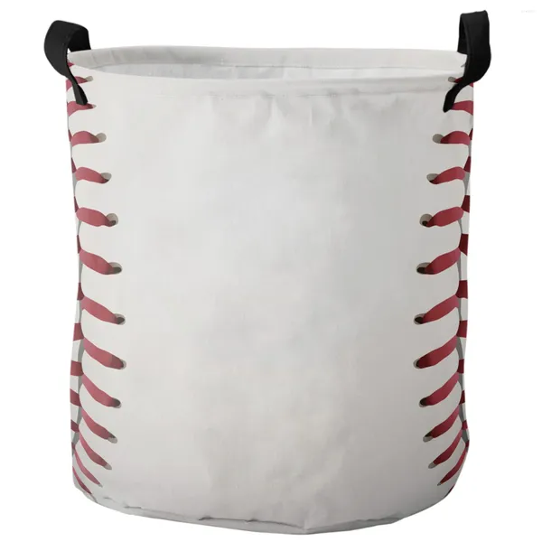 Bolsas de lavandería Béisbol Blanco Cesta sucia Plegable Redondo Impermeable Organizador del hogar Ropa Niños Almacenamiento de juguetes